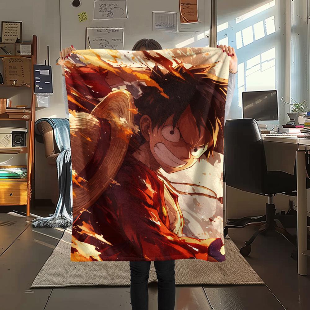 One Piece Anime Epic Illustration Flannel Blanket, High Quality Comfortable for All Seasons, Home Decor, Warmth and Comfort