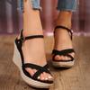 New Solid Color Fashion Sandals Wedge-heeled Waterproof Platform Thick-soled Roman Shoes outdoor Casual Women's footwear