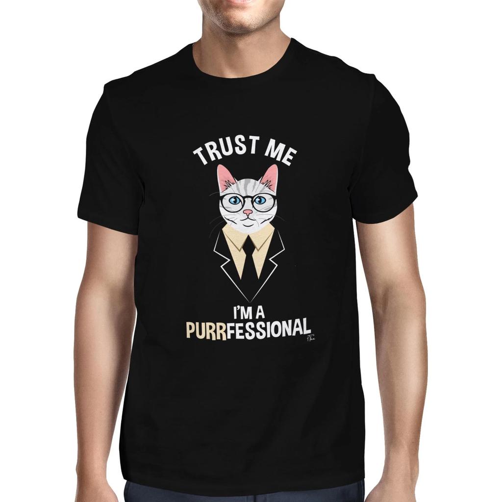 1Tee Mens Trust Me, I'm Purrfessional Cat T-Shirt