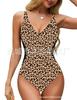 New straps, tight-fitting women's one-piece slim-fitting belly women's deep V-neck color matching back lace-up swimsuit