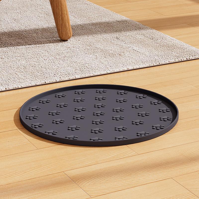 1pc Plastics Pet Feeding Mat |, Leakproof, Non-Slip, Oval Dog and Cat Food Mat for Dogs and Cats,Footprint Texture Feeding Pad