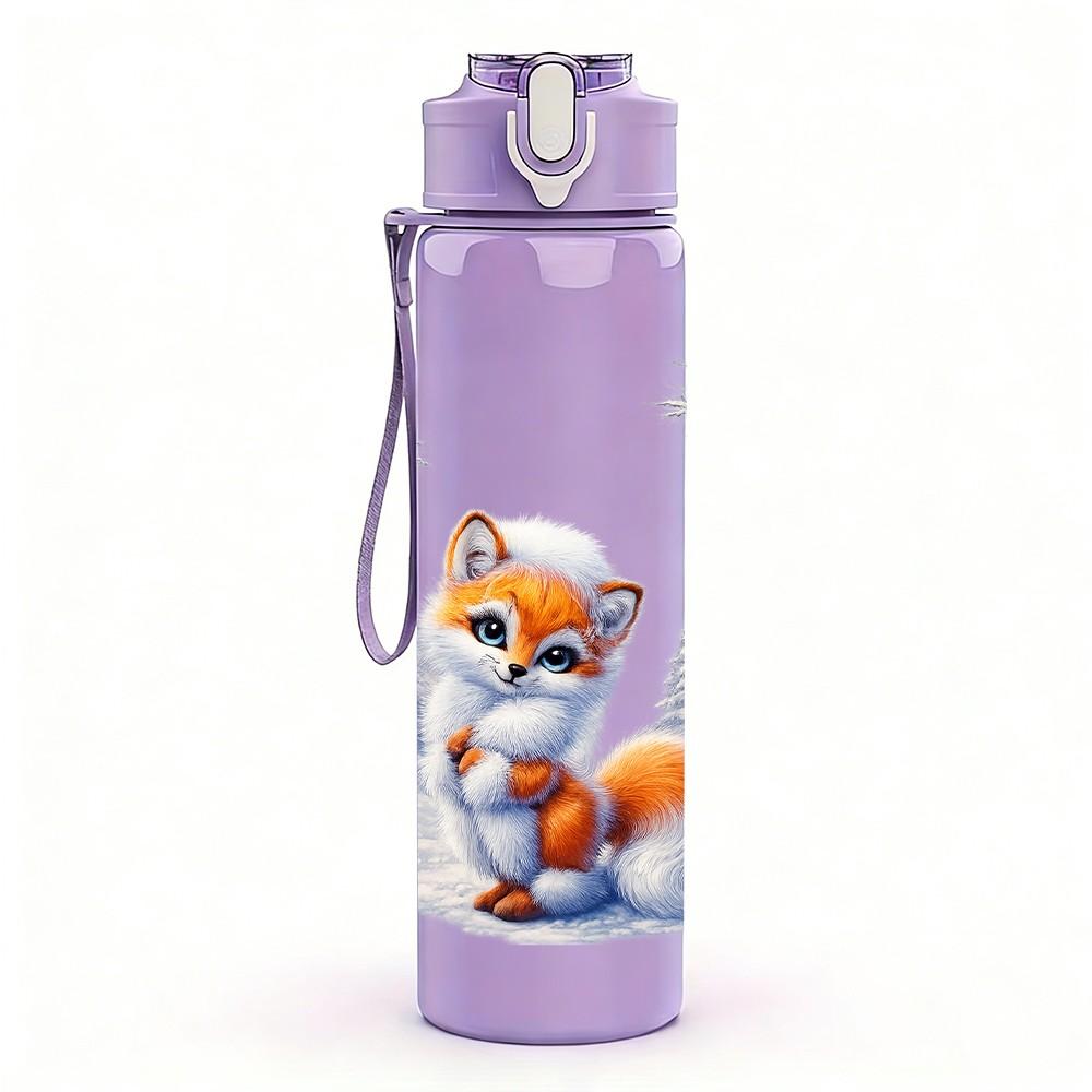 1PC Fox Inside Spread Eagle Wing Art Print 750ml Color Plastic Sports Water Bottle Leakproof Flip Straw Lid Suitable for Sports Office Home Use