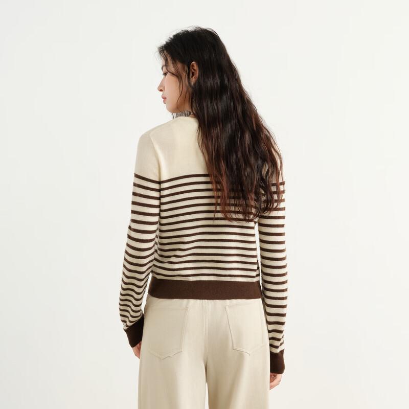 Elva' Island Women's Striped Long-Sleeve Knitted Cardigan