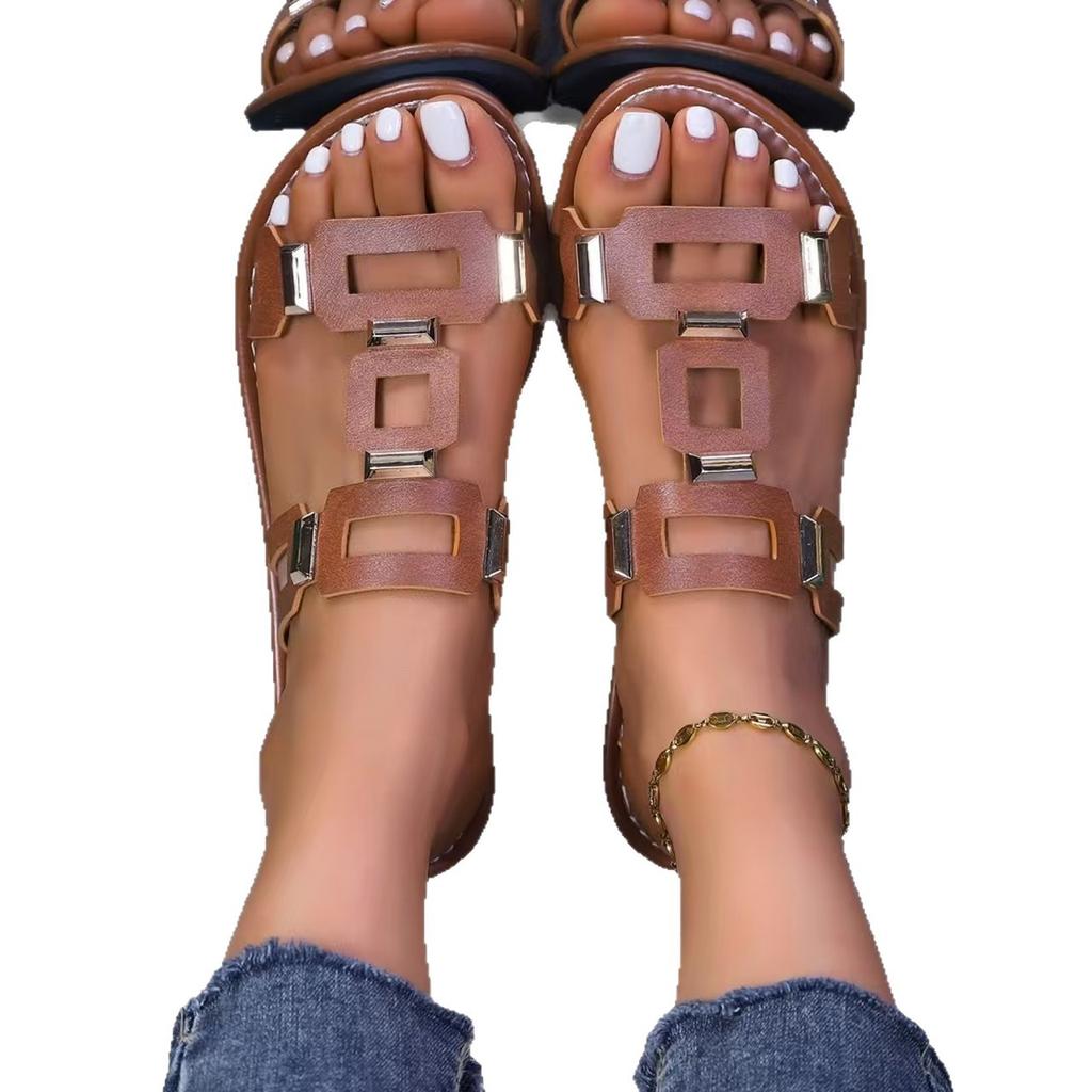 Plus-size Shoes with Open Toe, Single-heel Flip-flops, Women's New Style Beach Flat Shoes, Sandals