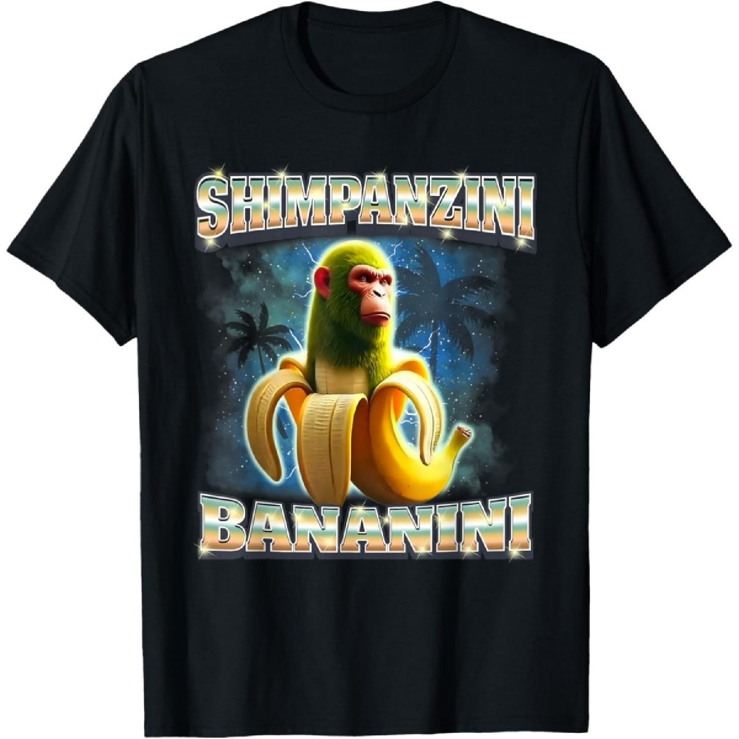 Shimpanzini Bananini Italian Brainrot Chimpanzee With Banana T-Shirt S
