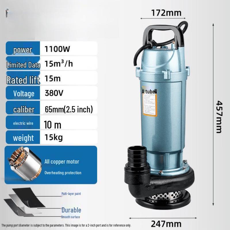 Jundingying 1100W 3-Phase Submersible Irrigation Pump