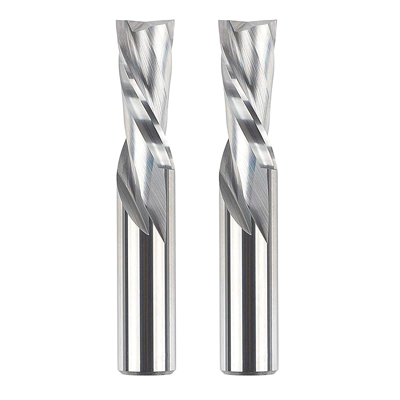 SpeTool Spiral Downdcut Router Bits with 1/2 Inch Shank, 1/2 Inch Cutting Diameter Solid Carbide CNC End Mill for Wood Carving, Plunge Cut