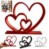 Small Exquisite Room Accessory Double Heart Figurine, 3D Printed Romantic Love Decor for Valentine's Minimalist Hollow Table Day, Anniversary