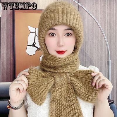 Cappello e Sciarpa da Donna con Peluche Autunno/Inverno Cappello a Maglia Protezione per le Orecchie Cappello a Maglia Invernale Inverno