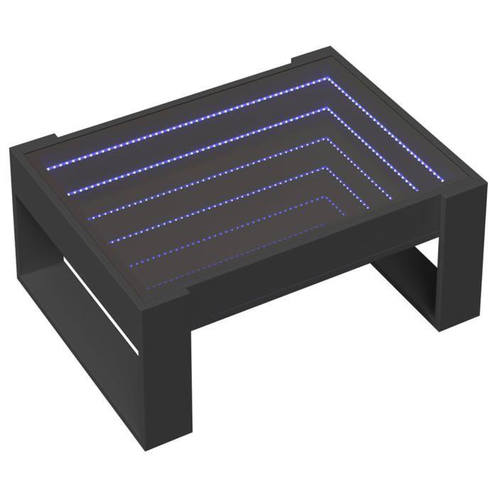 VidaXL Coffee Table with Infinity LED Black 70x53x30 Cm, Side Table, Living Room Table, Side Table, End Table, Table 847631