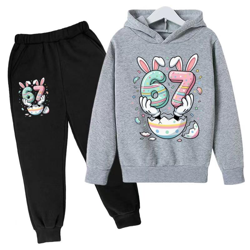 Kids Hoodie New Six Seven 67 Print Clothes Sweatshirt+Pants 2P Boy Girl Toddler 3-12Years Casual Top Pullover Sports Fashion Set
