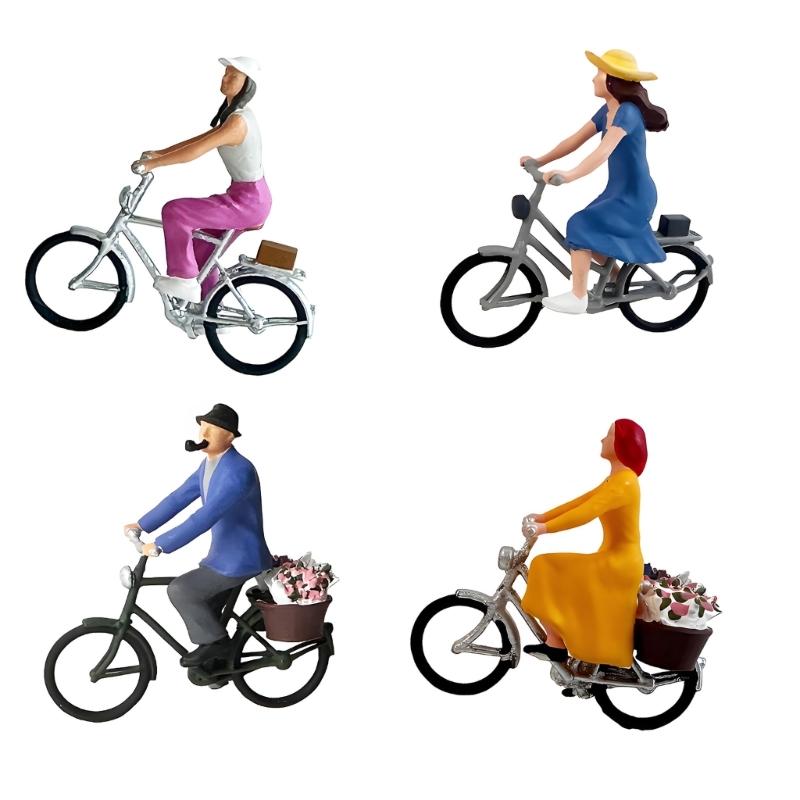 Handgefertigtes 1/64 Radfahrer-Figurenset Mit Realistischen Posen Detailliertes Miniatur-Radfahrer-Ornament Für DIY-Szenenbau