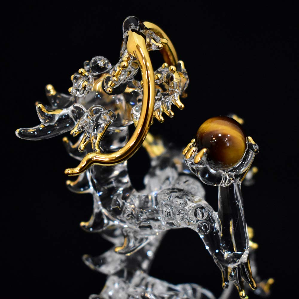 Fourcart Clear Dragon, 11cm Long, Cute Handmade Glass Craft, Good Fortune, Rising Dragon, Small, CNSWK470