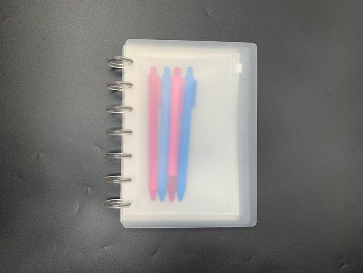 Customized Plastic Discbound Binder Set Cover Divider Set Zipper Pouch Office Stationery (as the picture,custom made)