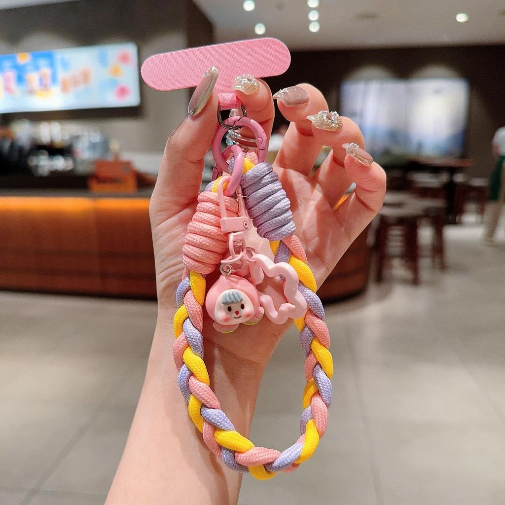 Cute Creative Cartoon Mobile Phone Universal Lanyard Three-Color Wrist Strap Hand-Woven Hand Rope Phone Hanging Accessories