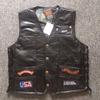 Chaqueta de cuero clásica para hombre chaleco de locomotora chaleco de cuero chaleco de cuero chaleco de montar 14 insignias bordadas
