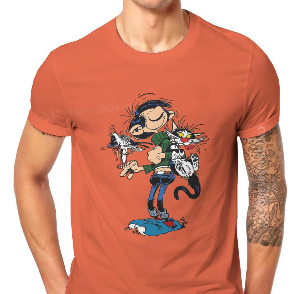 GUOYAN TOP Gaston Lagaffe Strips Katoenen T-shirts De Tweeling Van Gokker Personaliseren Man Mannen T-shirts Grappig T-shirt T-shirt Kleding Oversized S