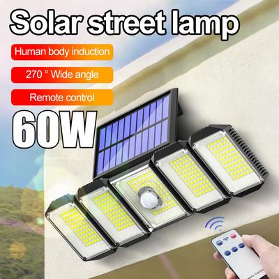 60W 5 Heads Solar Lamp 300 LED Bright Motion Sensor Wall Lamp with Remote Control Patio Garden Courtyard Street Lights