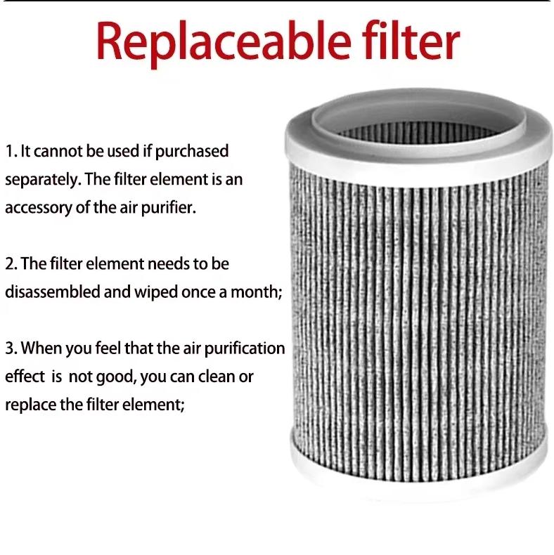 Air Purifier Portable Desktop Air Freshener Smoke Odor Generator Air Cleaner for Car Room Kitchen with Replaceable  Filter