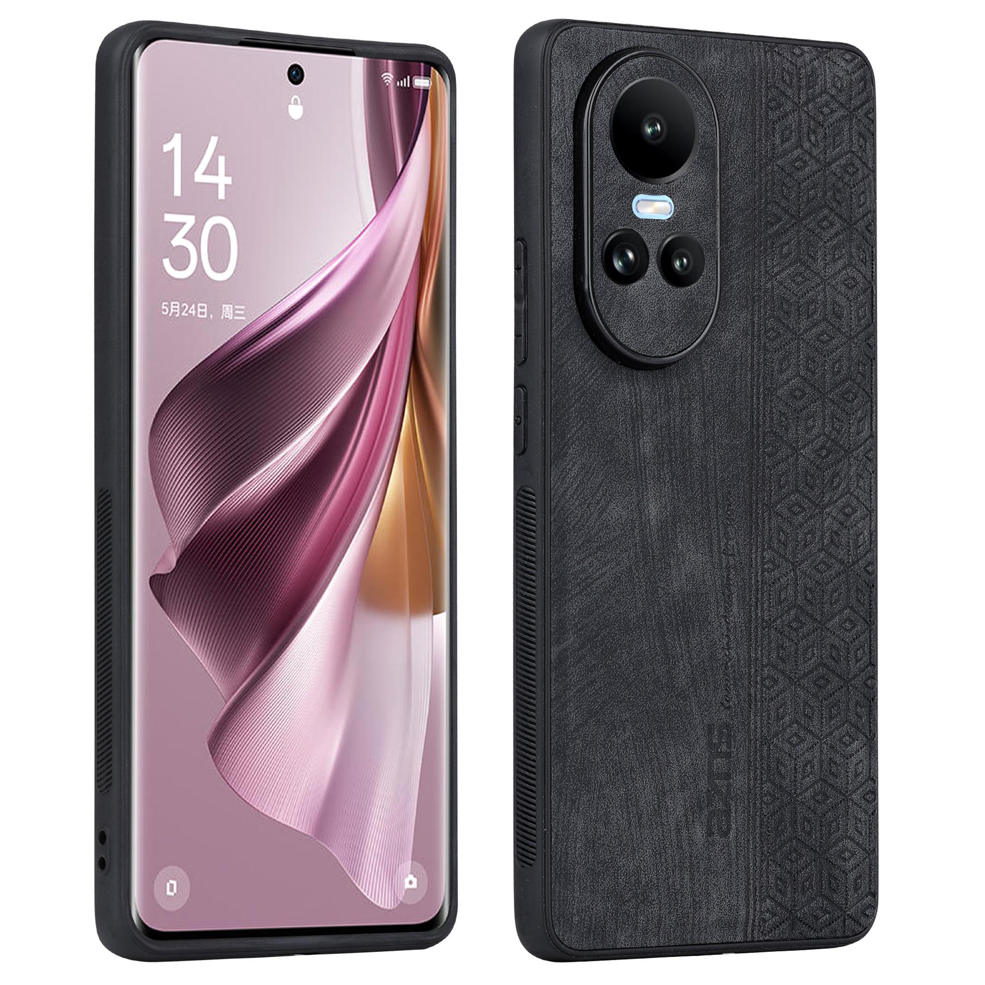 

AZNS For Oppo Reno10 5G (Global)/Reno10 Pro 5G (Global) Case Slim-fit PU Leather+TPU Phone Protector Black
