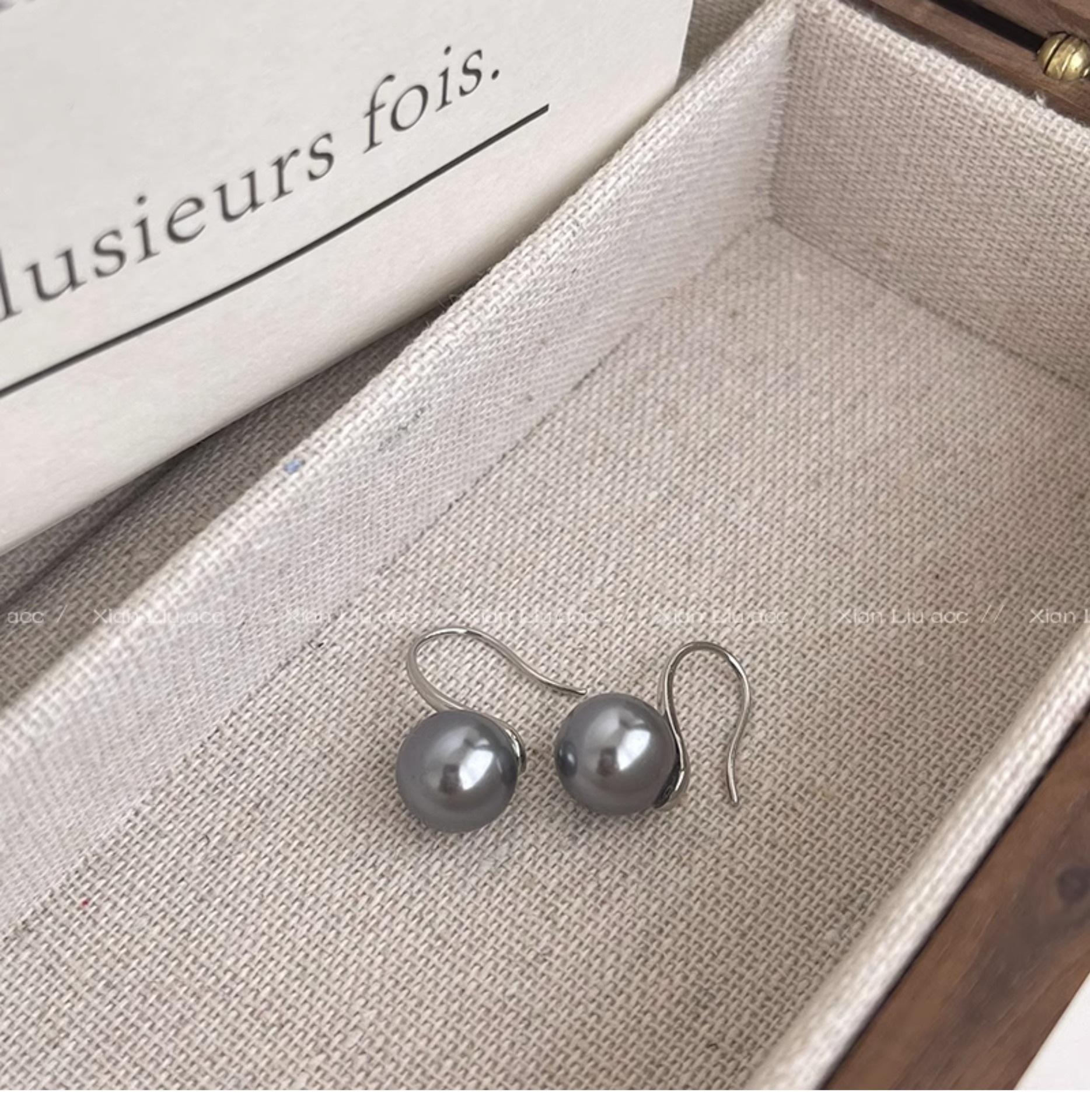 

New simple temperament pearl earrings, French retro light luxury high-end ear hook earrings