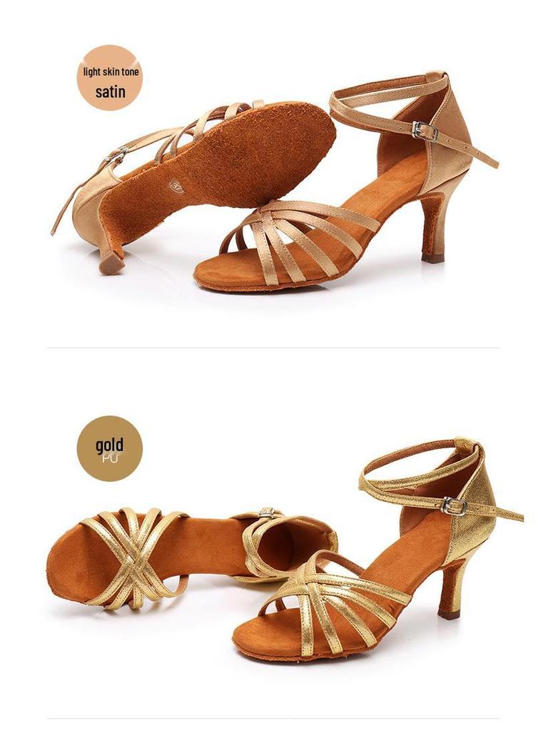 Damen Latein Tanzschuhe - Weiche Sohle, Hoher oder Mittlerer Absatz, Indoor, Schwarz