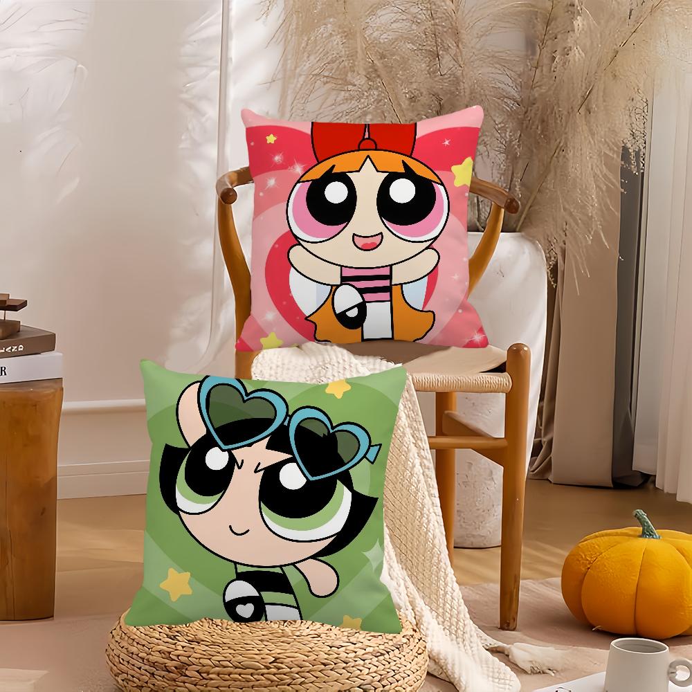 Anime The P-powerpuff Cute G-girls Pillow Case Suitable For Bedrooms Living Rooms Cars Home Decoration