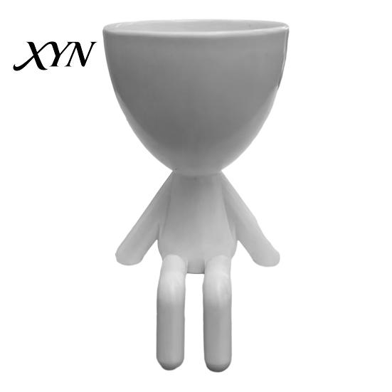 Indoor Plant Pot Ornament 3D Printed Sitting Human Figure Succulents Planter, 2-in-1 Desktop & Decor Ornament, Matte Finish Office Desk Planter