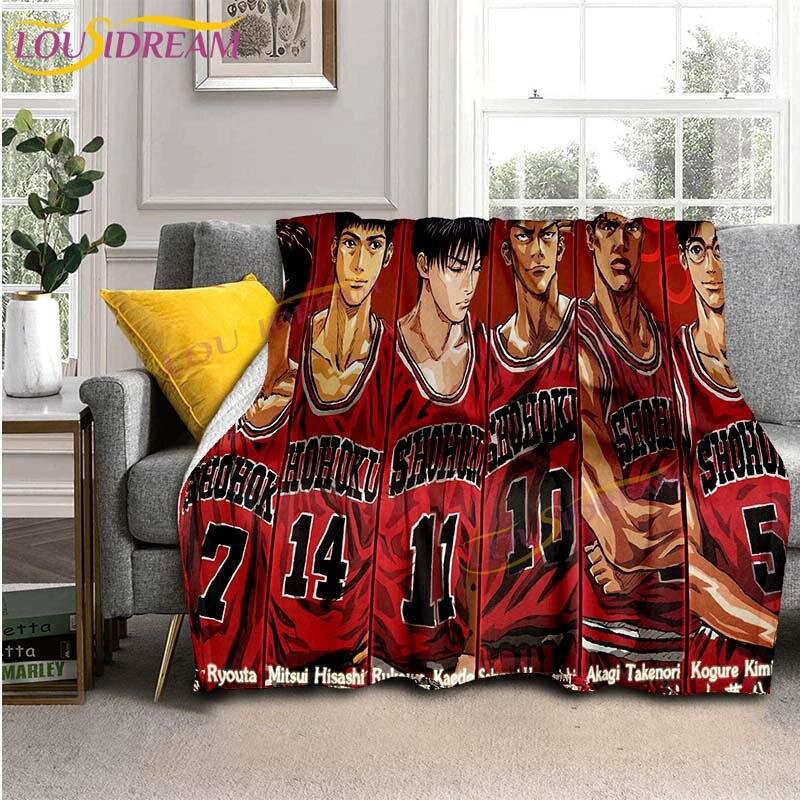 SLAM DUNK Blankets Slam Dunk Sakuraqi Flannel Blankets 3D Cartoon Throw Blankets for Bedroom Sofa Travel Camping Warm Blankets