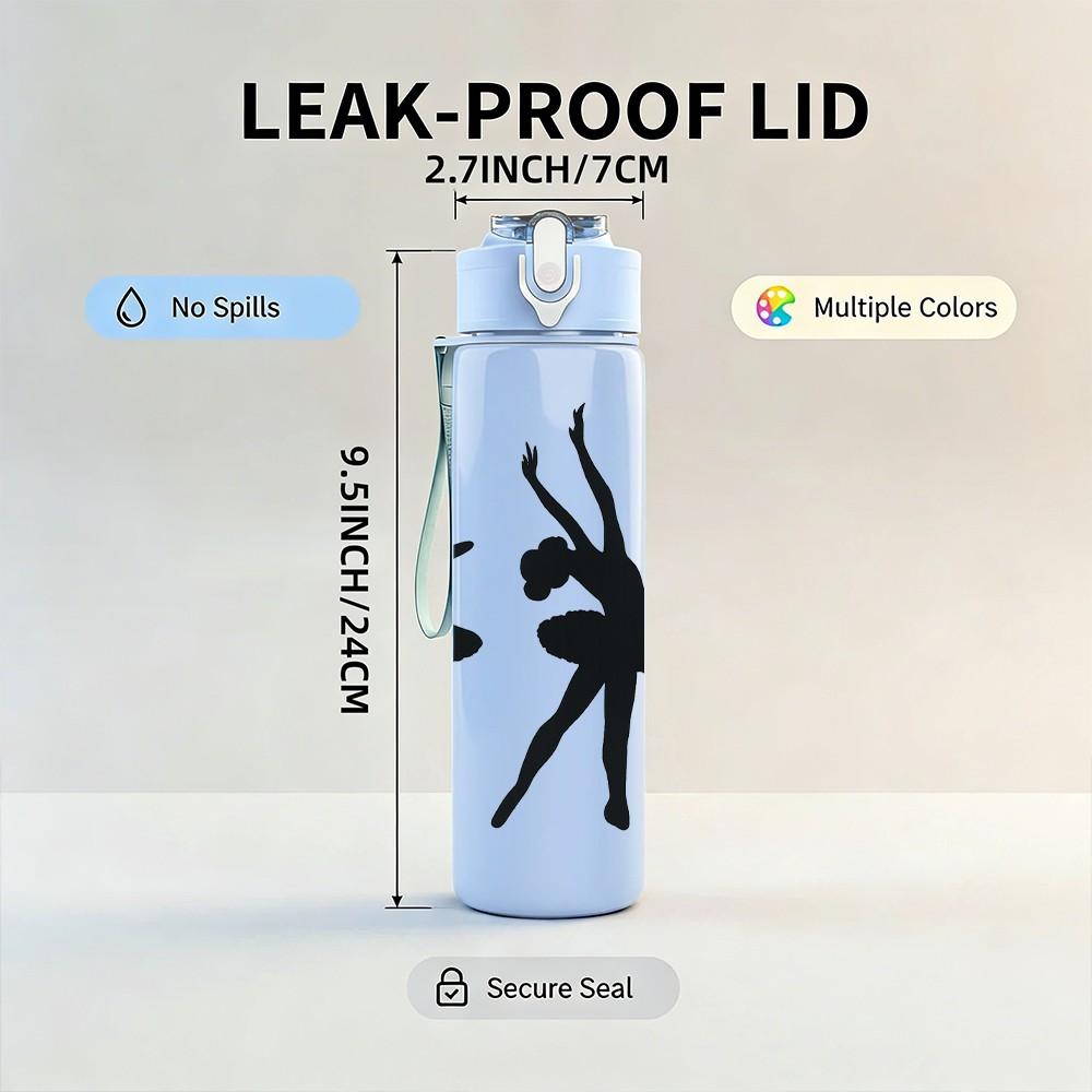 1PC Hand Gesture Silhouette Art Pattern 750ml Color Plastic Sports Water Bottle Leakproof Flip Straw Lid Suitable for Sports Office Home Use