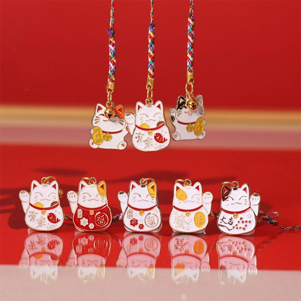 Chinese Style Chinese Style Cat Phone Pendant Polyester Fortune Cat Phone Chain  Birthday Kids Gift