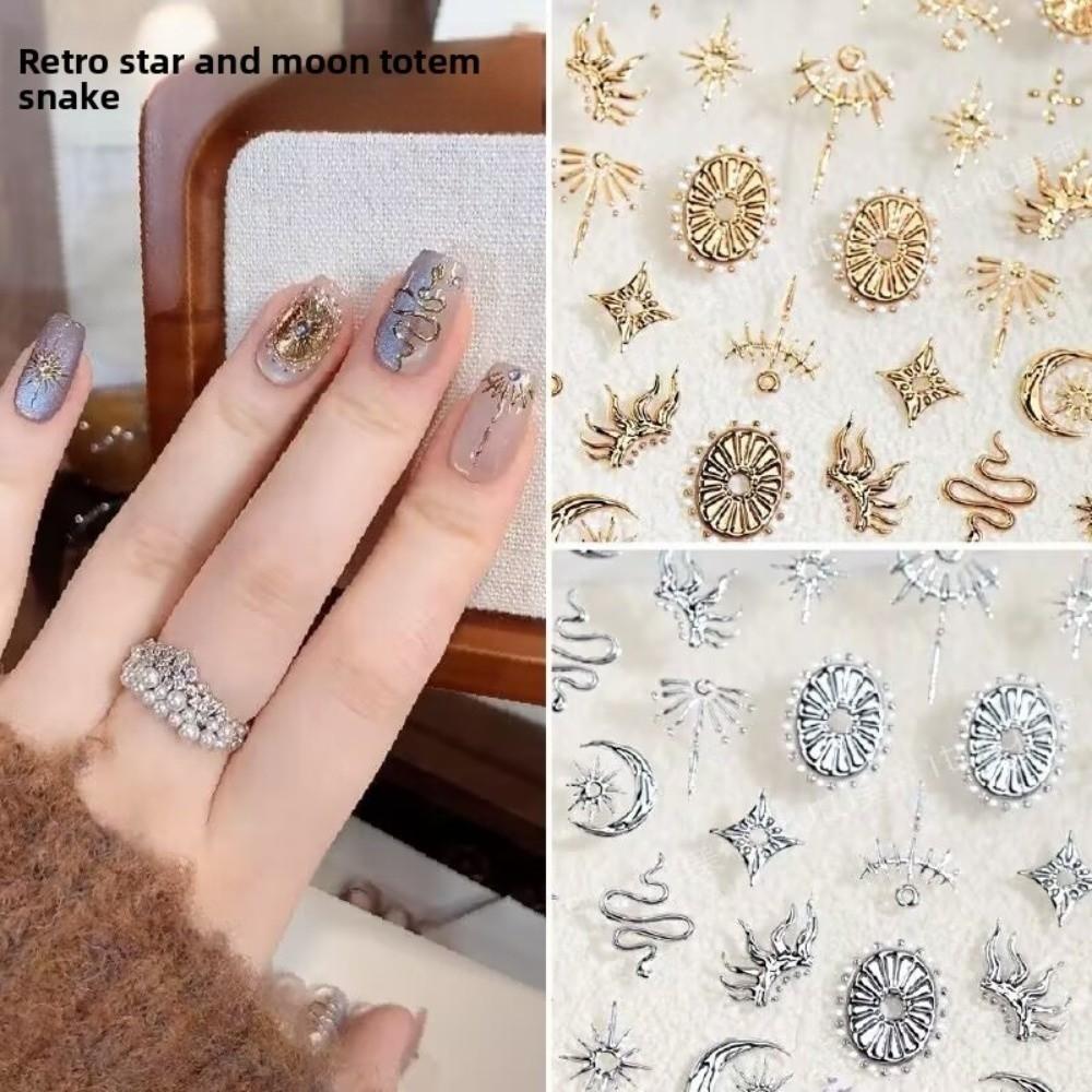 Bronzing Stars Moon Totem Nail Stickers 5D Self-Adhesive Nail Decoation Decals DIY Nail Supplies