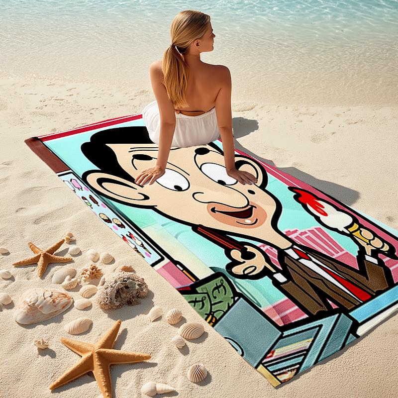 1pc Mr Bean1 Beach Towel, Comfortable and Thick, and Swimming/Bath/Picnic/Camping Towel, Suitable for Seaside Beaches