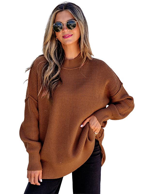 Women's Solid Color Loose Pullover Sweater - Autumn European & American Style