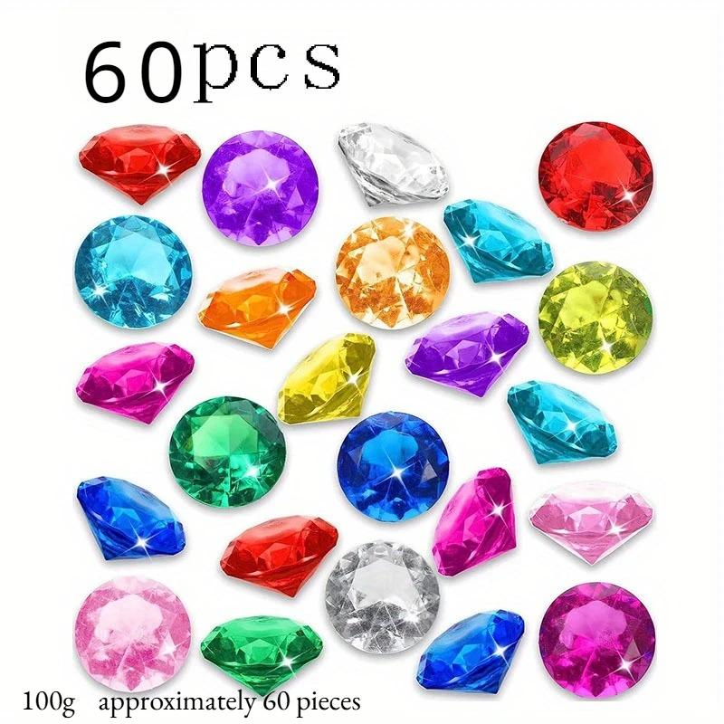 

60pcs Acrylic Gems for Photography, Underwater Props for Newborn Baby Photo Shoot, Safe Colorful Decor for Pool Party Themes acrylic