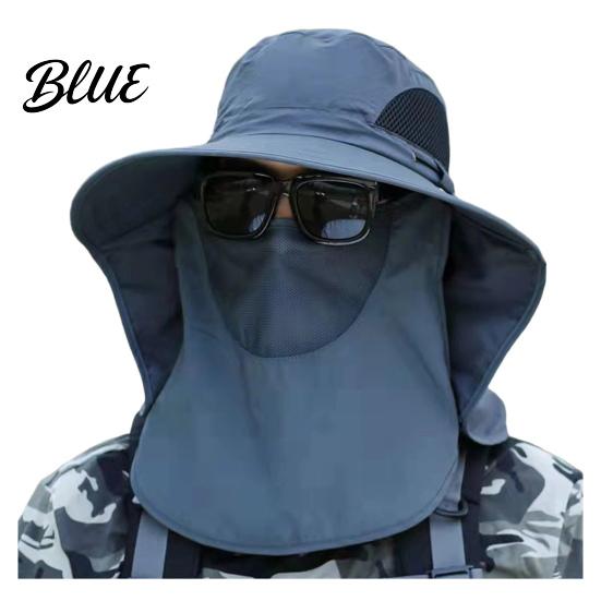 Breathable Mesh Face Mask Hat Sun Hats for Men UV Protection Fishing with Neck Flap & Mask Full Coverage Wide Brim Bucket Hat Foldable Summer