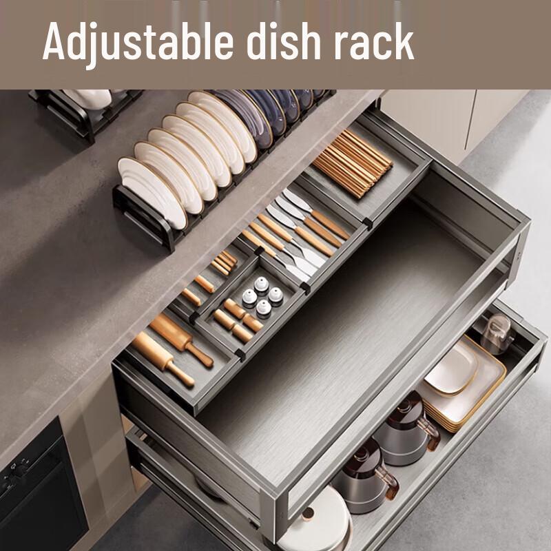 Kitchen Cabinet Pull-Out Dish Organizer