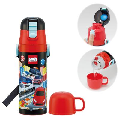 Skater Water 470ml and 430ml Tomica Stainless Sports Children's Bottle, 2-Way, (Direct Drinking) (Cup Drinking), 25, Boys' Steel, Insulated,