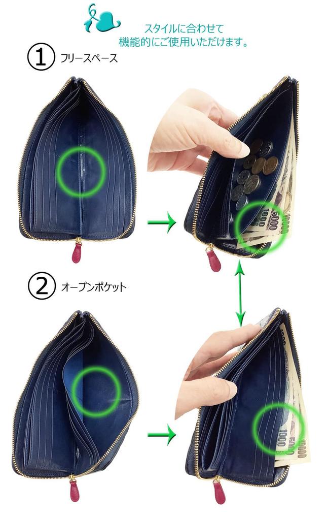 Kyoto Naniwaya Thin Zipper Cowhide Crocodile Embossed Enamel Functional Card 24 Cards Long Wallet Croco [HARUBE] L-shaped Women's #86-359 "Enamel