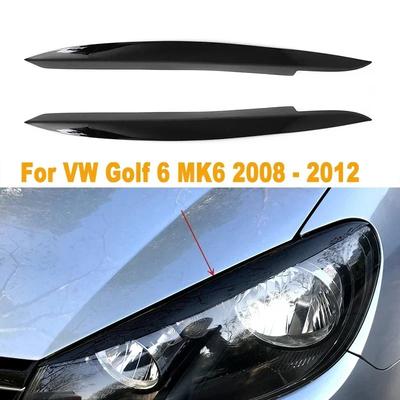For Volkswagen VW Golf 6 MK6 2008-2012 Car Headlight Eyelids Head Light Lamp Eyebrow Cover Trim Headlight Eyebrow Accessories