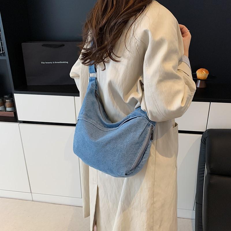 Crossbody Bag Large Capacity Denim Bag Women's Retro Shoulder Bag