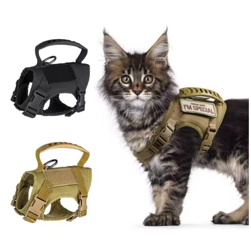 Tactical Pupp and Cat Harness,Small Dog Kitten Military Harness Escape Proof For Cats Dogs Adjustable Kitten Vest.
