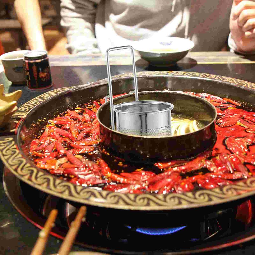 Large Fryer Basket Strainer Hot Pot Hook Slip Through The Net Crisps Hot-pot Stainless Steel
