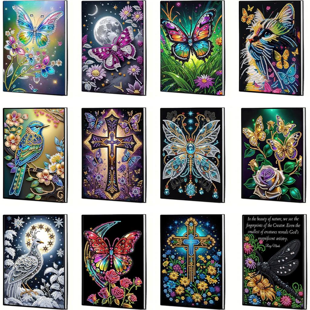 50-Page A5 Size Diamond Painting Diary Book 5D DIY Diamond Art Painting Notebook Kit 50 Pages Crystal Notepad Sketchbook