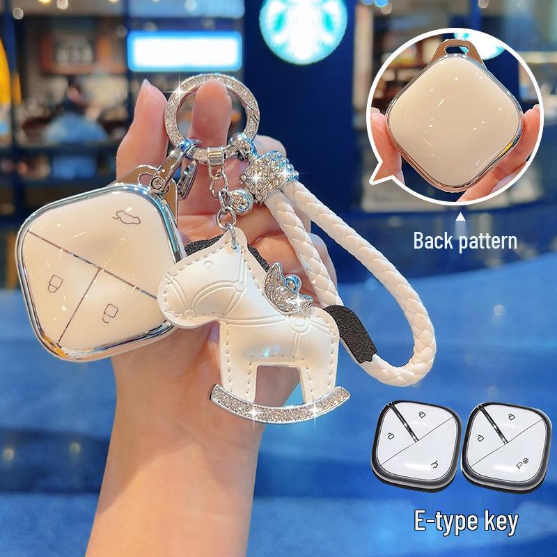 High-End Wuling Bingo & Baojun Kiwi EV Key Cover - Full Coverage Clear Sky Buckle Shell