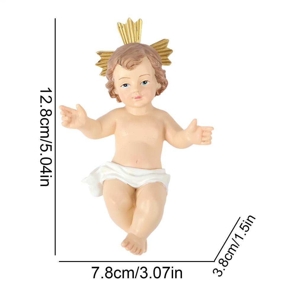 Baby Jesus Doll Statue Holy Infant with Crucifix Ornament Religious Jesus Figurine Home Church Christmas Craft Decoration Gift