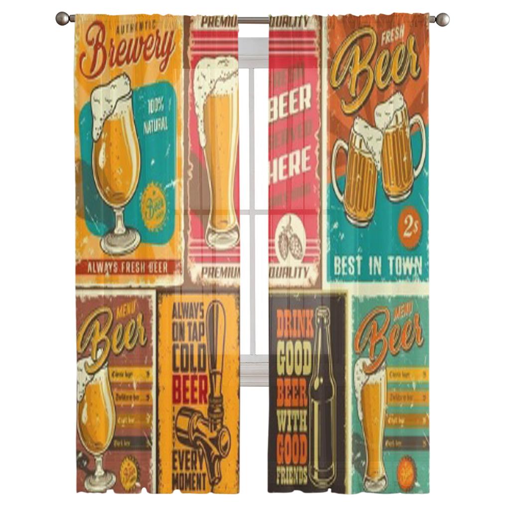 Ölaffisch i vintagestil med grungetexturer, ölchiffong, transparenta gardiner, vardagsrums- och sovrumsfönster, voilegardin i tyll