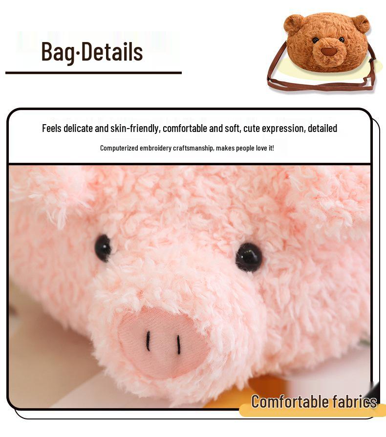 Barcelona Cute Cartoon Bear Plush Doll Backpack & Women’s Crossbody Bag - Little Bear & Pink Pig Design