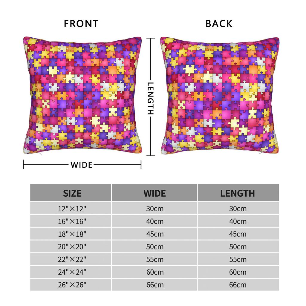 Pastel Pink Purple Autism Puzzle Pillowcases Fashion Pillow Case For Sofa Couch Bed Living Room Comfy Pillow Cover