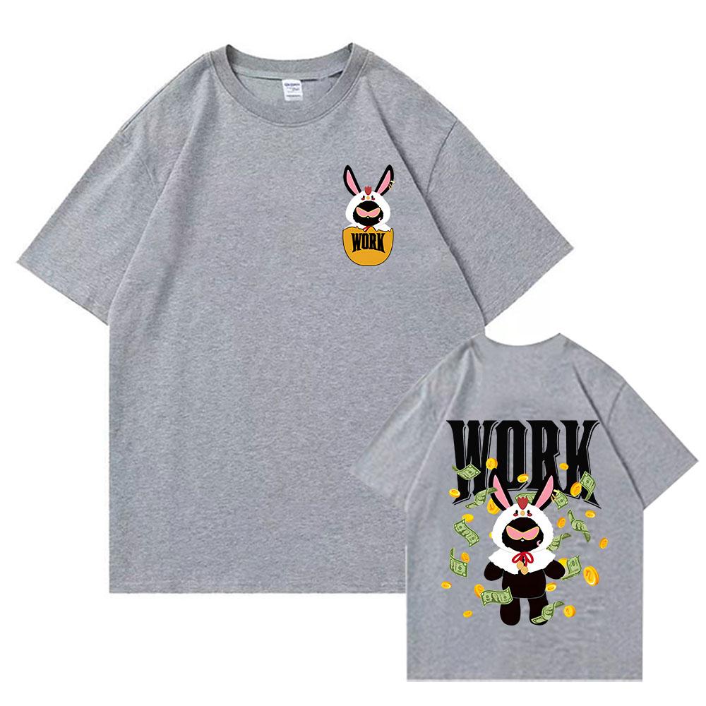 Work Rabbit  Cartoon Printing T-shirts ATEEZ Korean Style Punk Band Tee-shirt Short Sleeve Cotton Comfortable Tshirt Women Girls